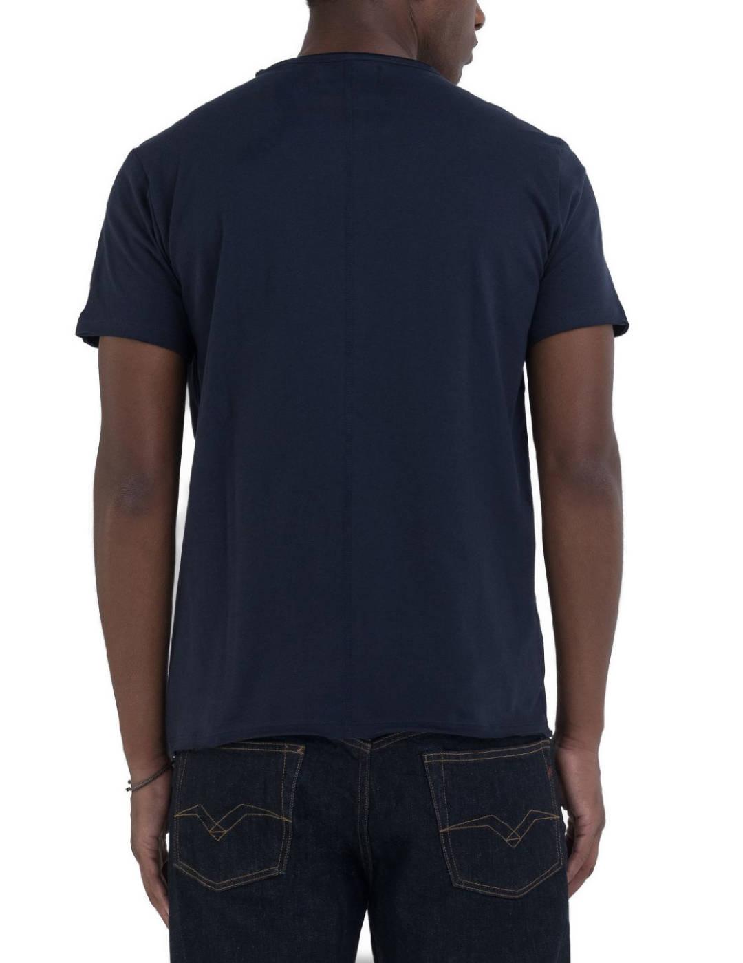 Camiseta Replay manga corta básica azul regular para hombre