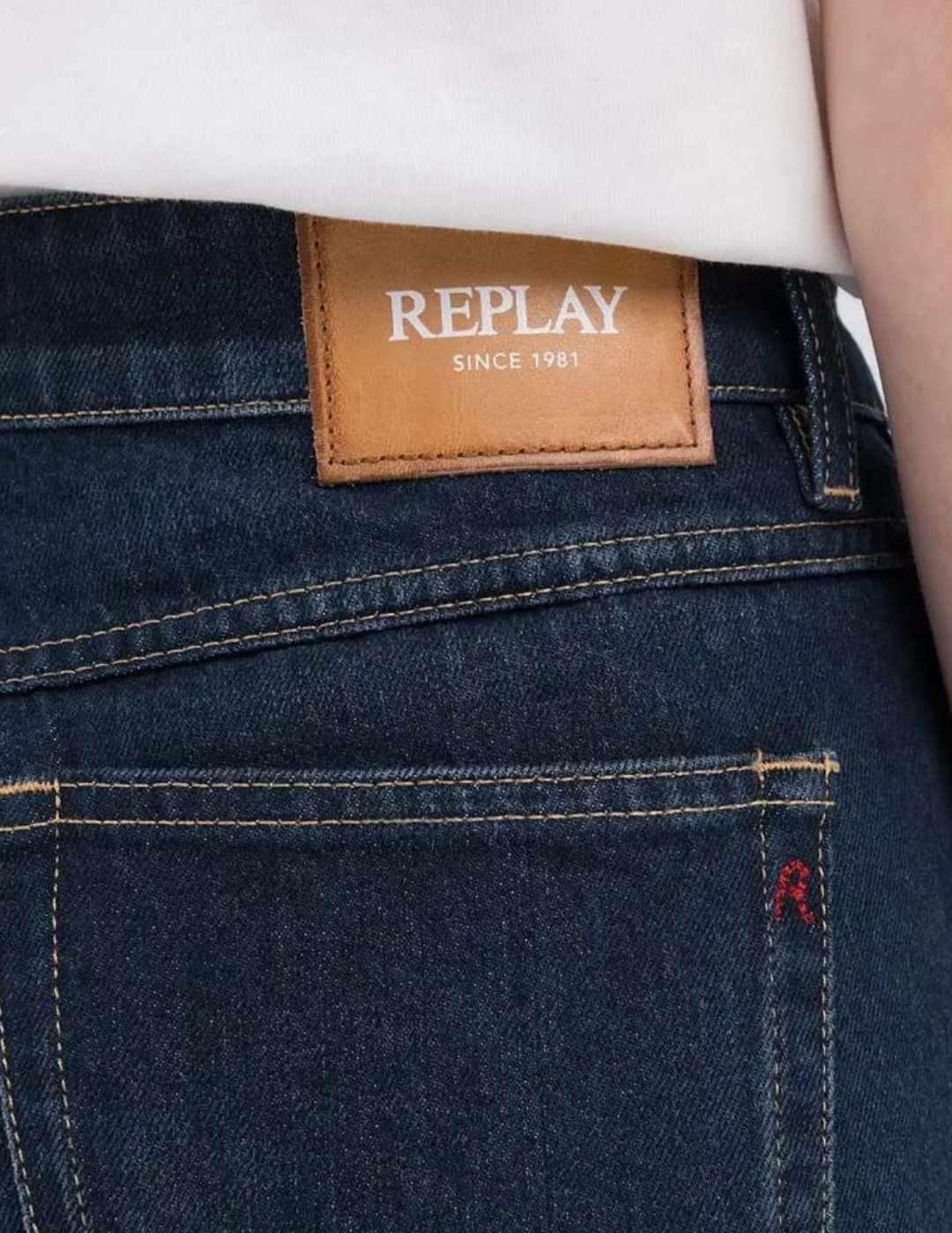 Pantalón vaquero Replay Perlie marino acampanado para mujer