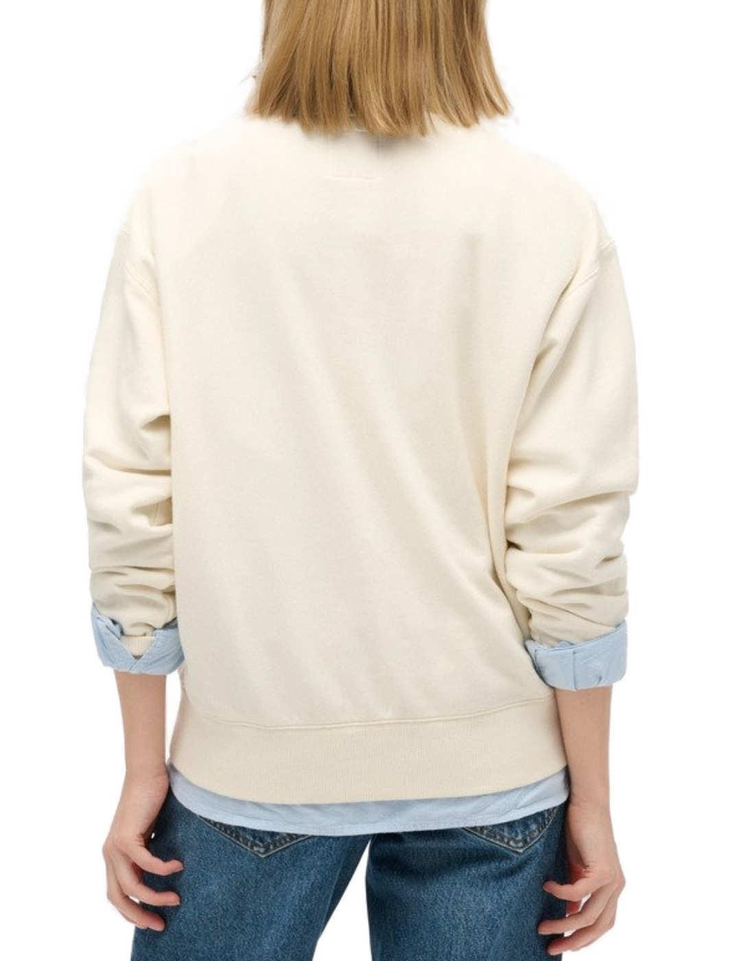 Sudadera Superdry Travel beige sin capucha para mujer