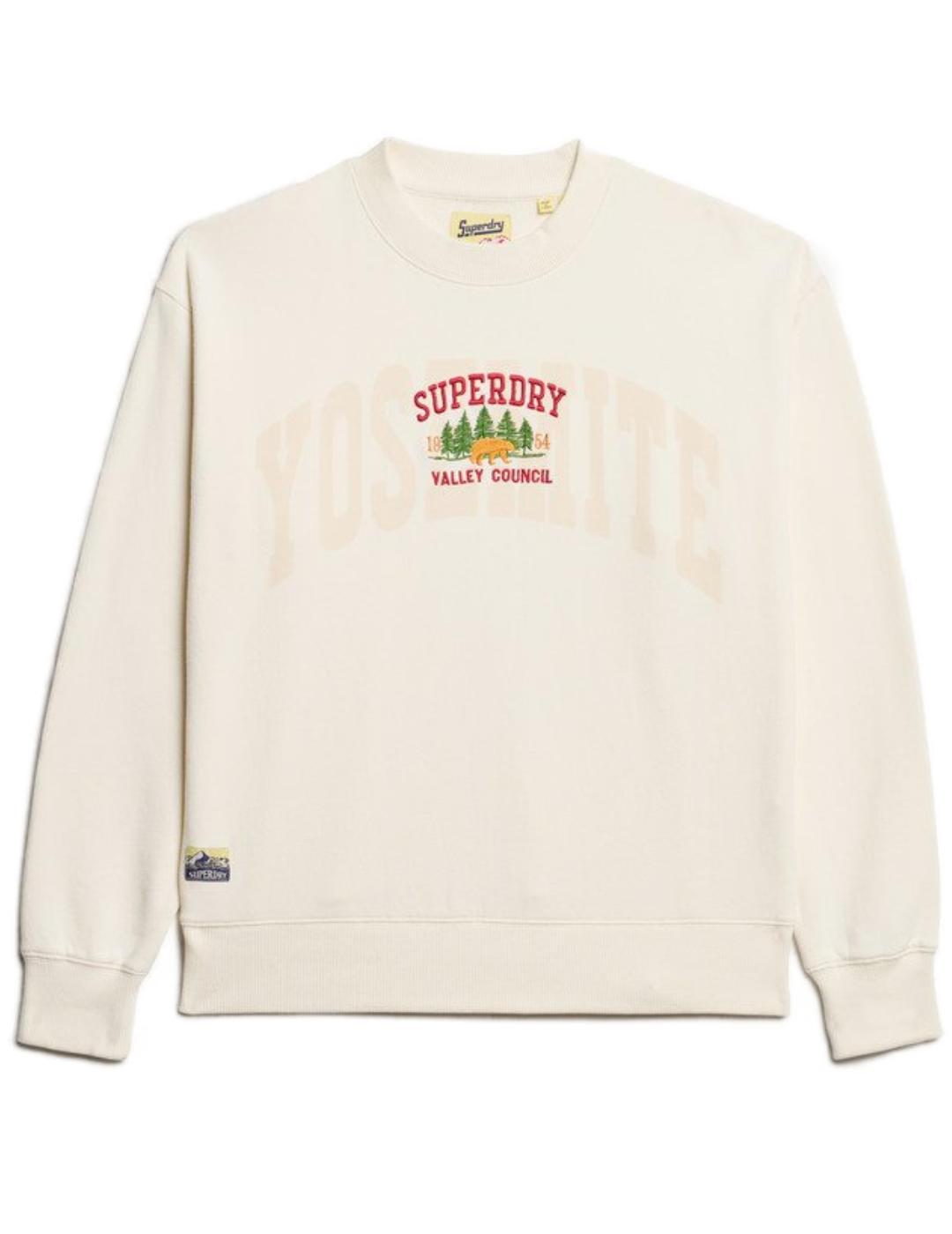 Sudadera Superdry Travel beige sin capucha para mujer