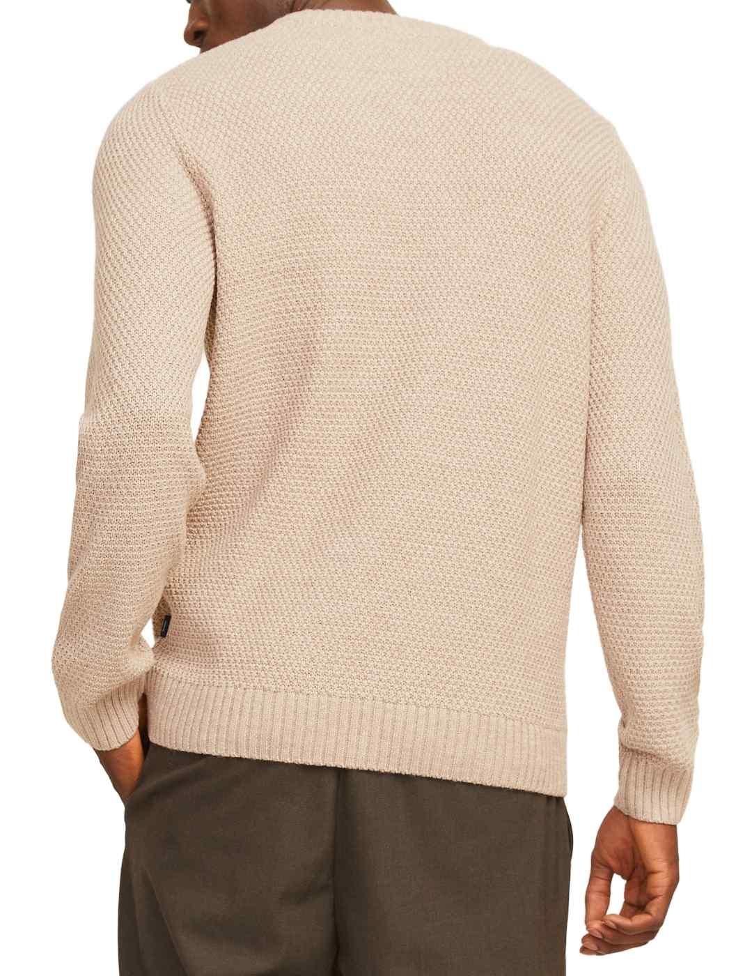 Jersey Jack&Jones Bludiogo ochos beige de punto para hombre