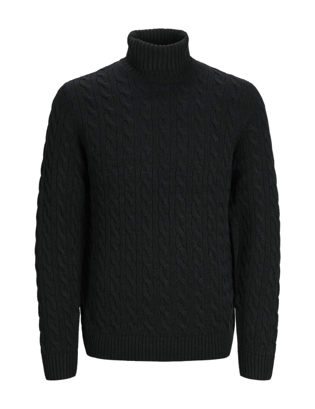 JerseyJack&Jones Blucrassh negro cuello vuelto para hombre