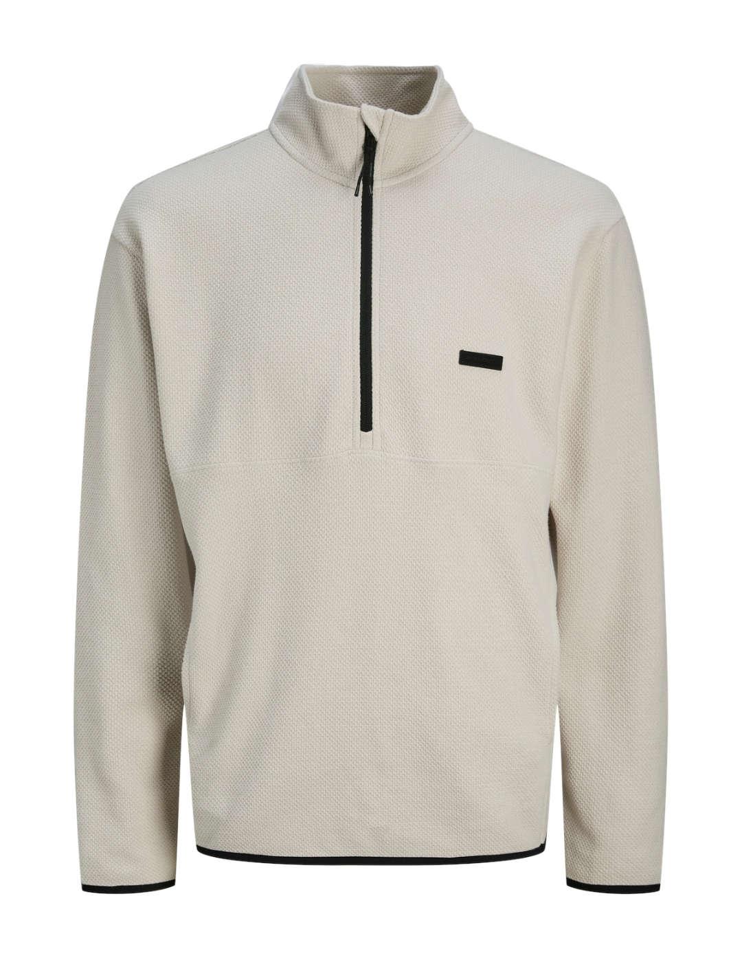 Sudadera Jack&Jones Charkie beige sin capucha para hombre