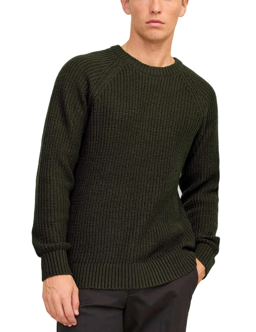 Jersey Jack&Jones Jones verde oscuro de punto para hombre