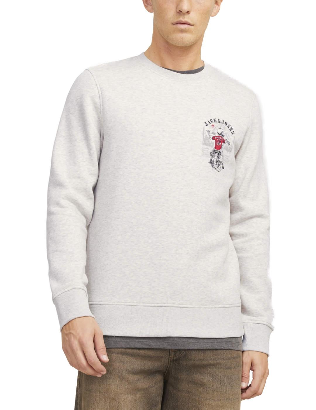 Sudadera Jack&Jones Skull gris sin capucha para hombre