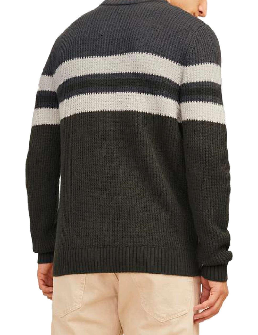 Jersey Jack&Jones Sander verde y gris de punto para hombre