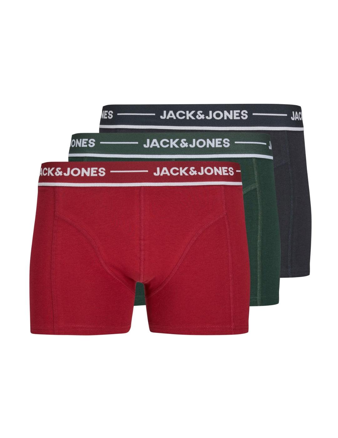 Íntimo Jack&Jones Claus pack3 trunk rojo, verde para hombre