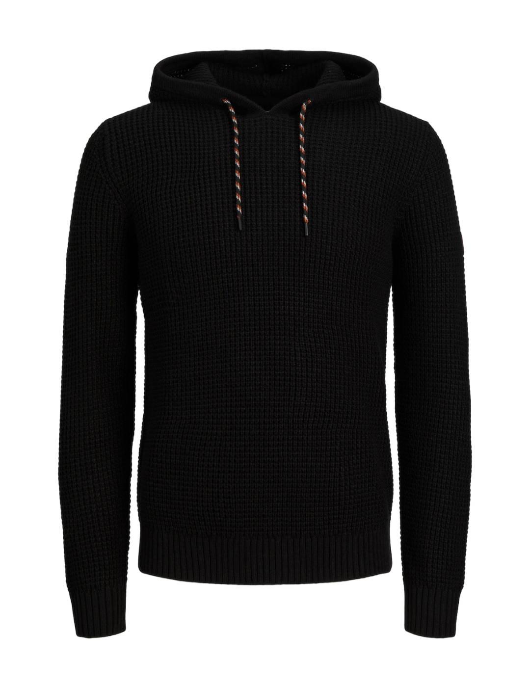 Jersey Jack&Jones Liam capucha negro de punto para hombre