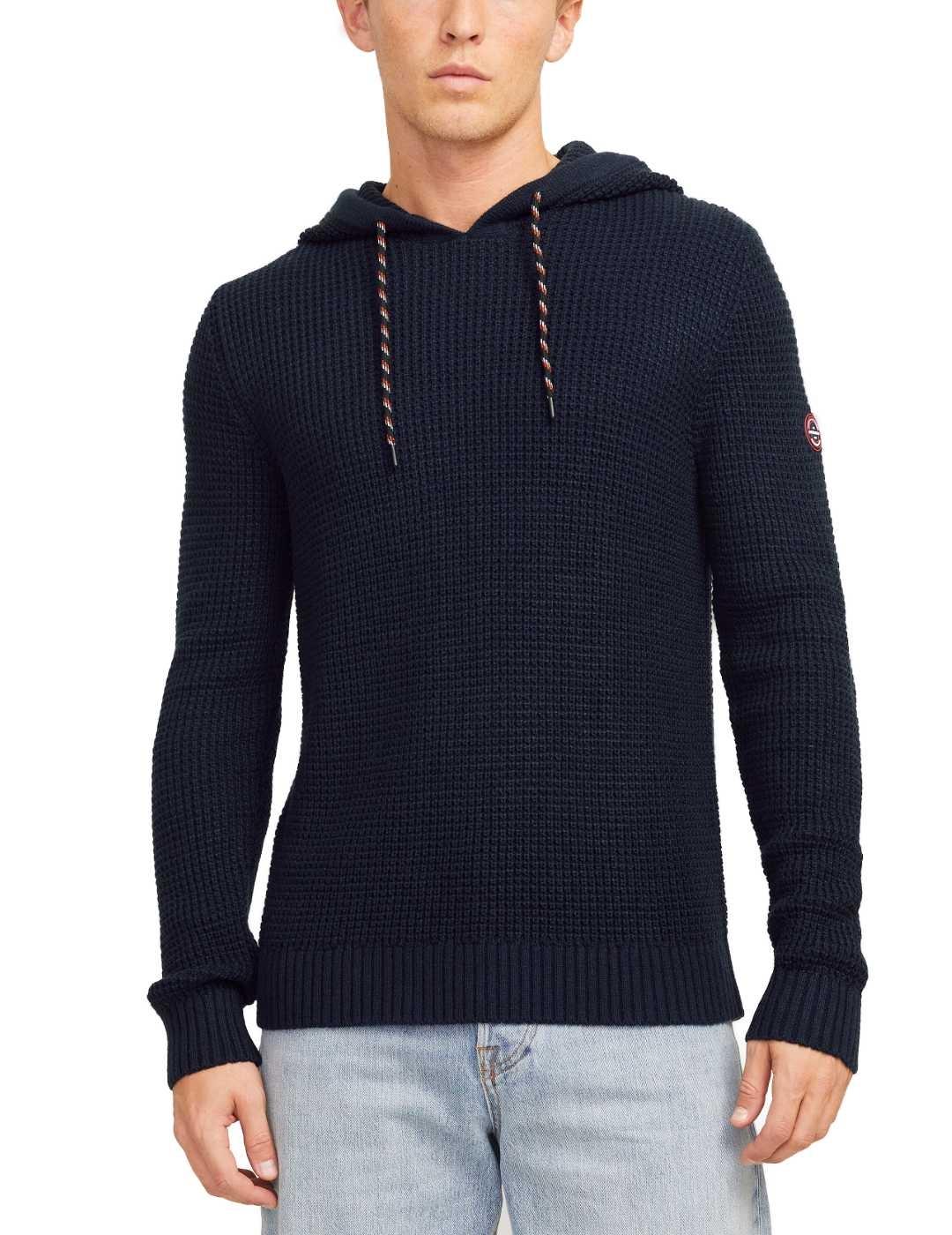 Jersey Jack&Jones Liam capucha marino de punto para hombre