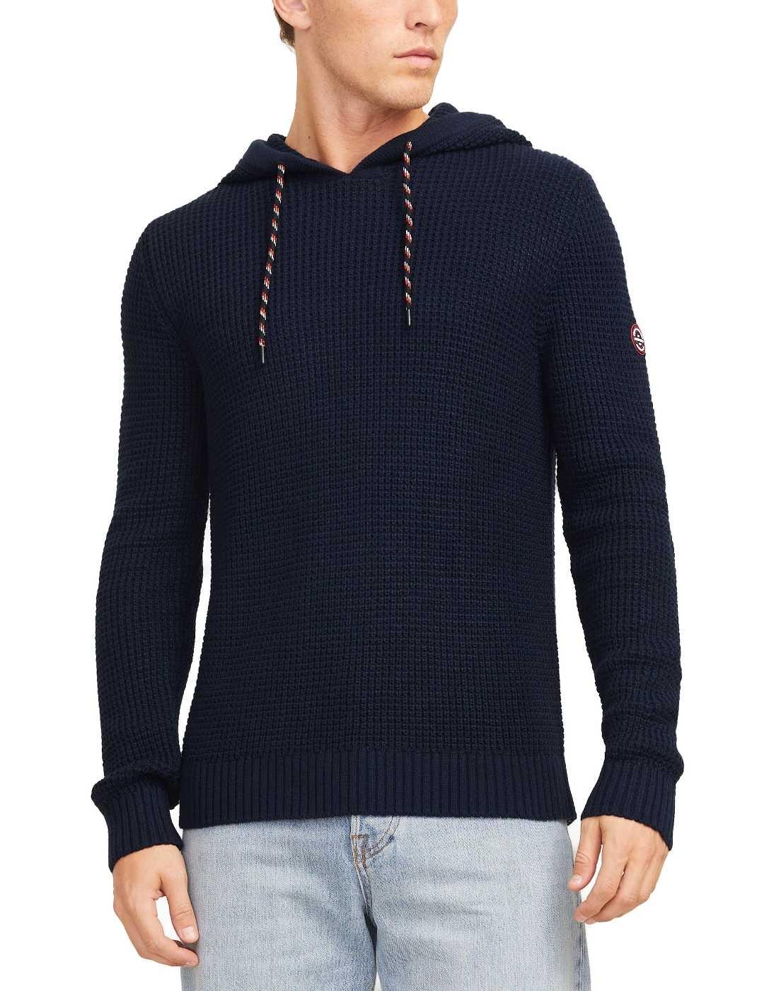 Jersey Jack&Jones Liam capucha marino de punto para hombre