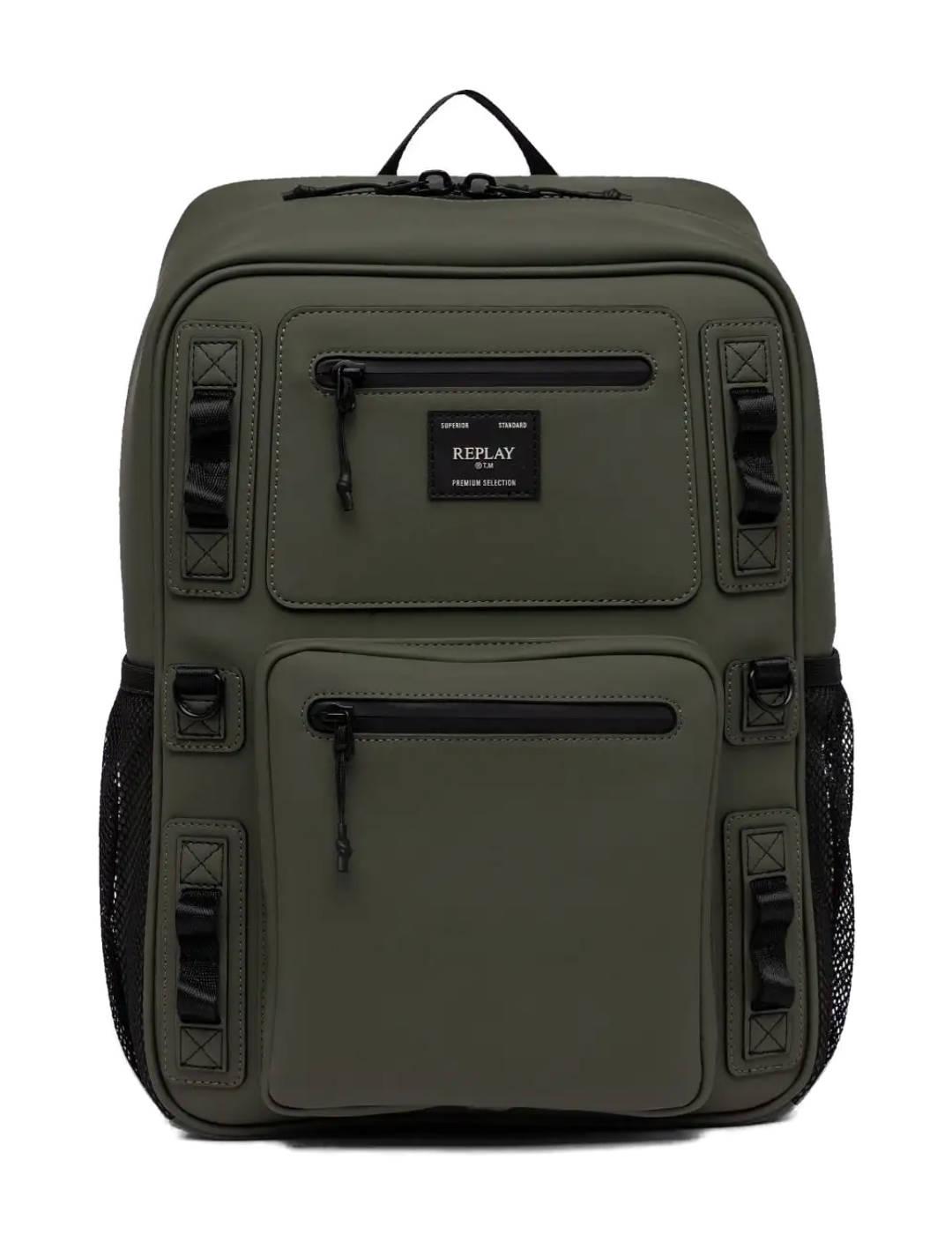 Mochila Replay verde militar compartimentos para hombre