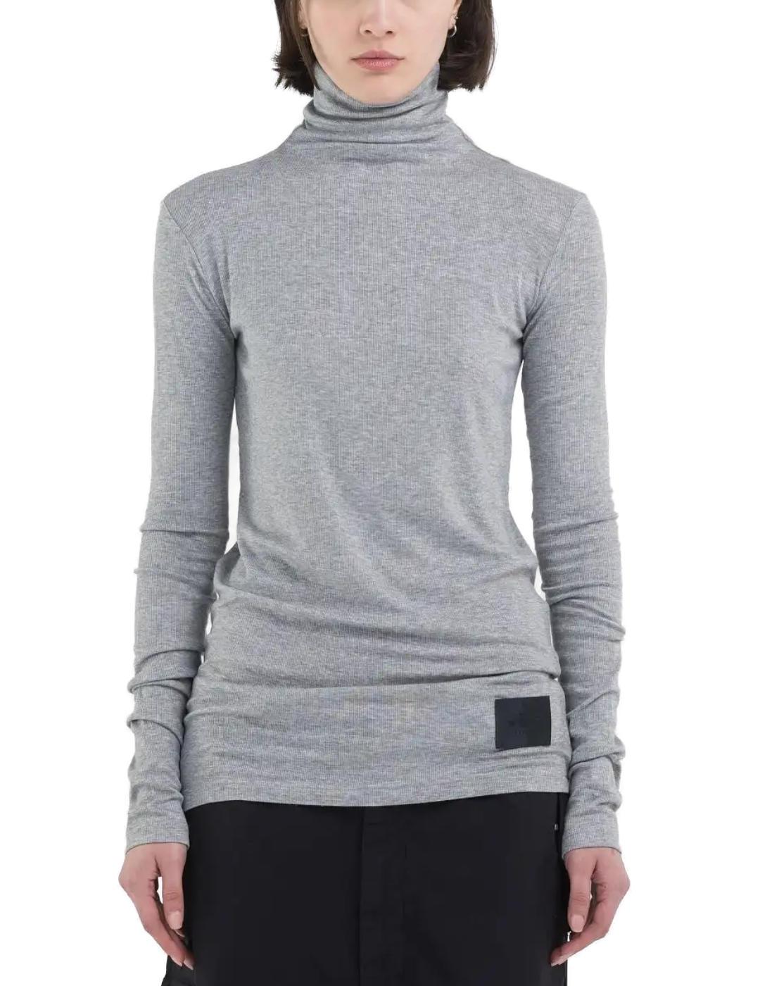 Camiseta Replay gris manga larga cuello alto para mujer