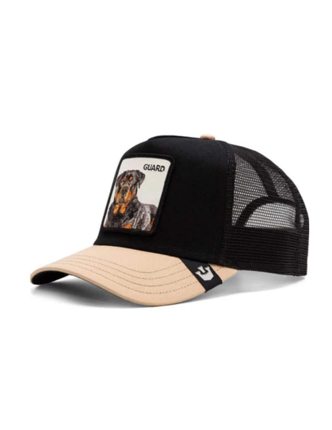 Gorra Goorin Bros Rottweiler crema y negra trucker unisex