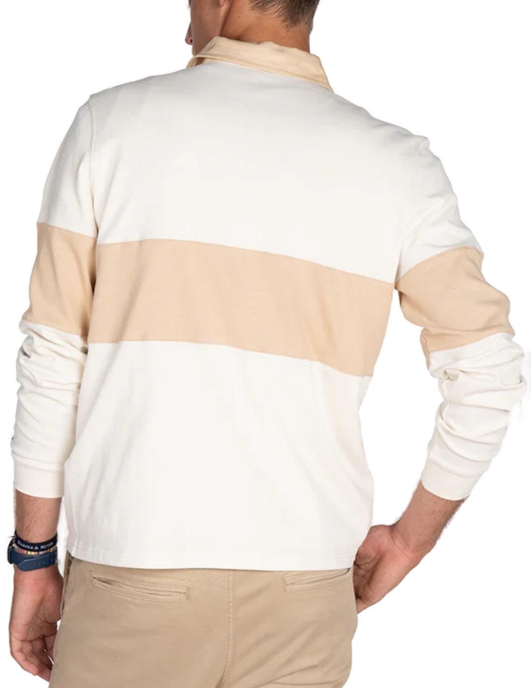 Polo Harper Vintage beige y camel manga larga para hombre