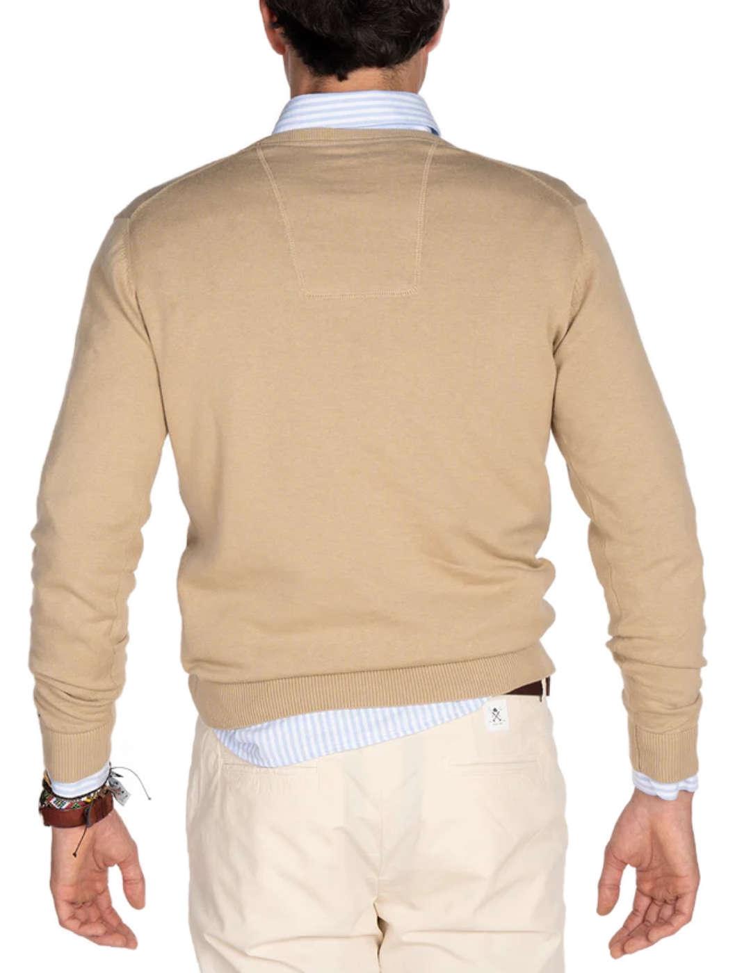 Jersey de punto fino Harper&Neyer V neck camel para hombre