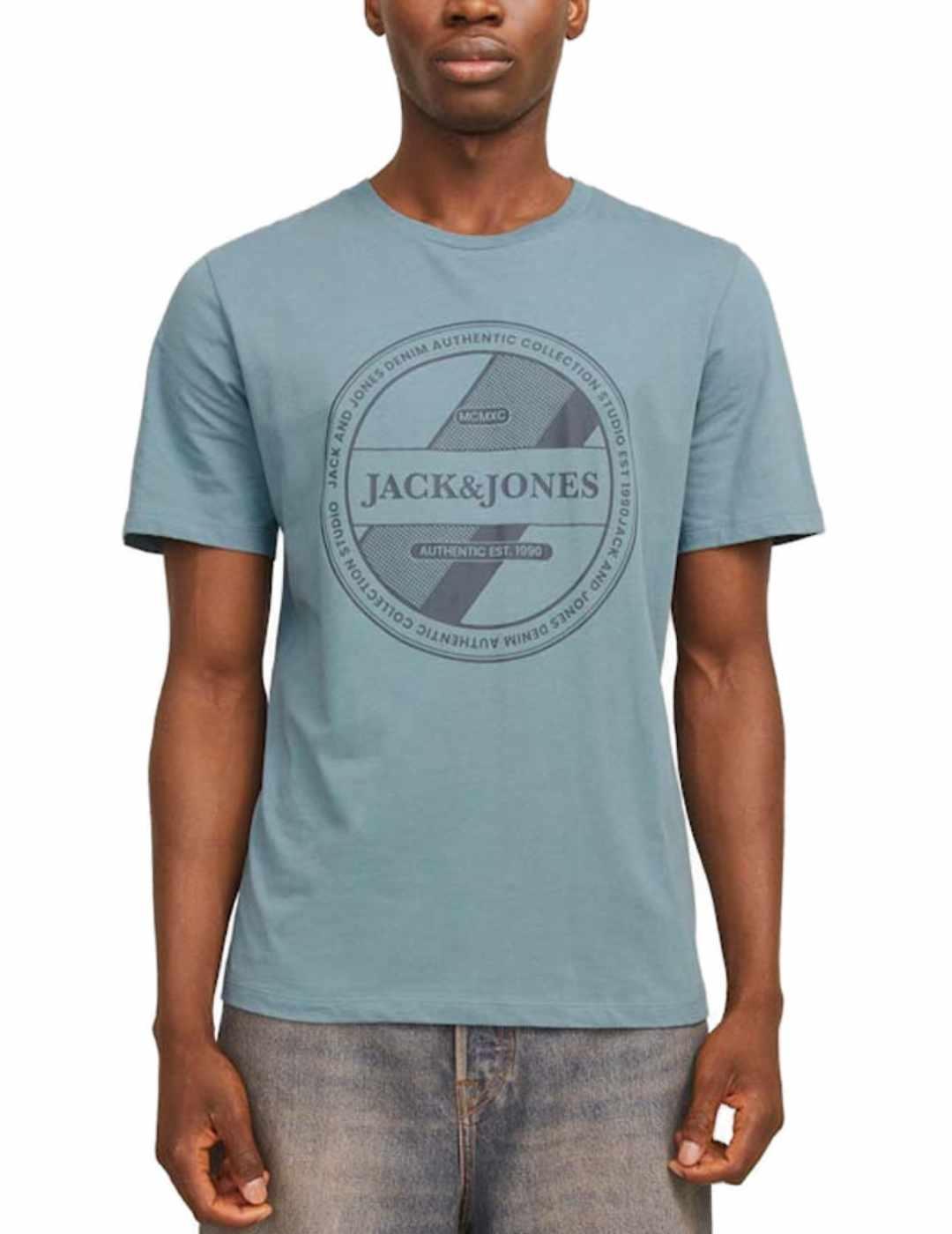 Camiseta Jack&Jones Rio azul grisáceo manga corta hombre