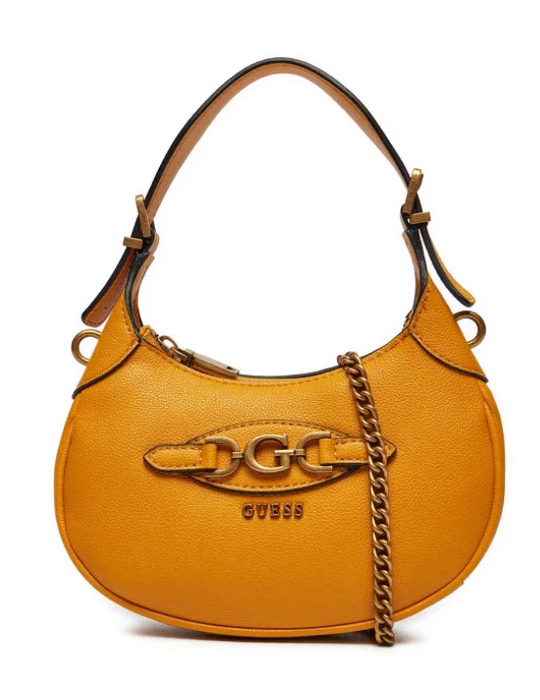 Bolso Guess Malva Hobo mostaza medialuna para mujer