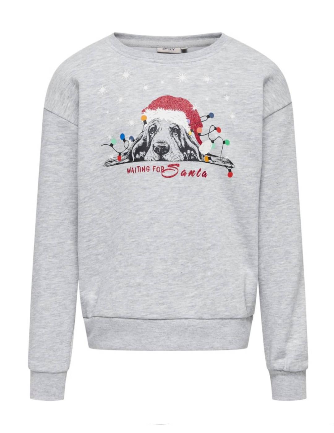 Sudadera Only Kids Xmas gris claro sin capucha para niña