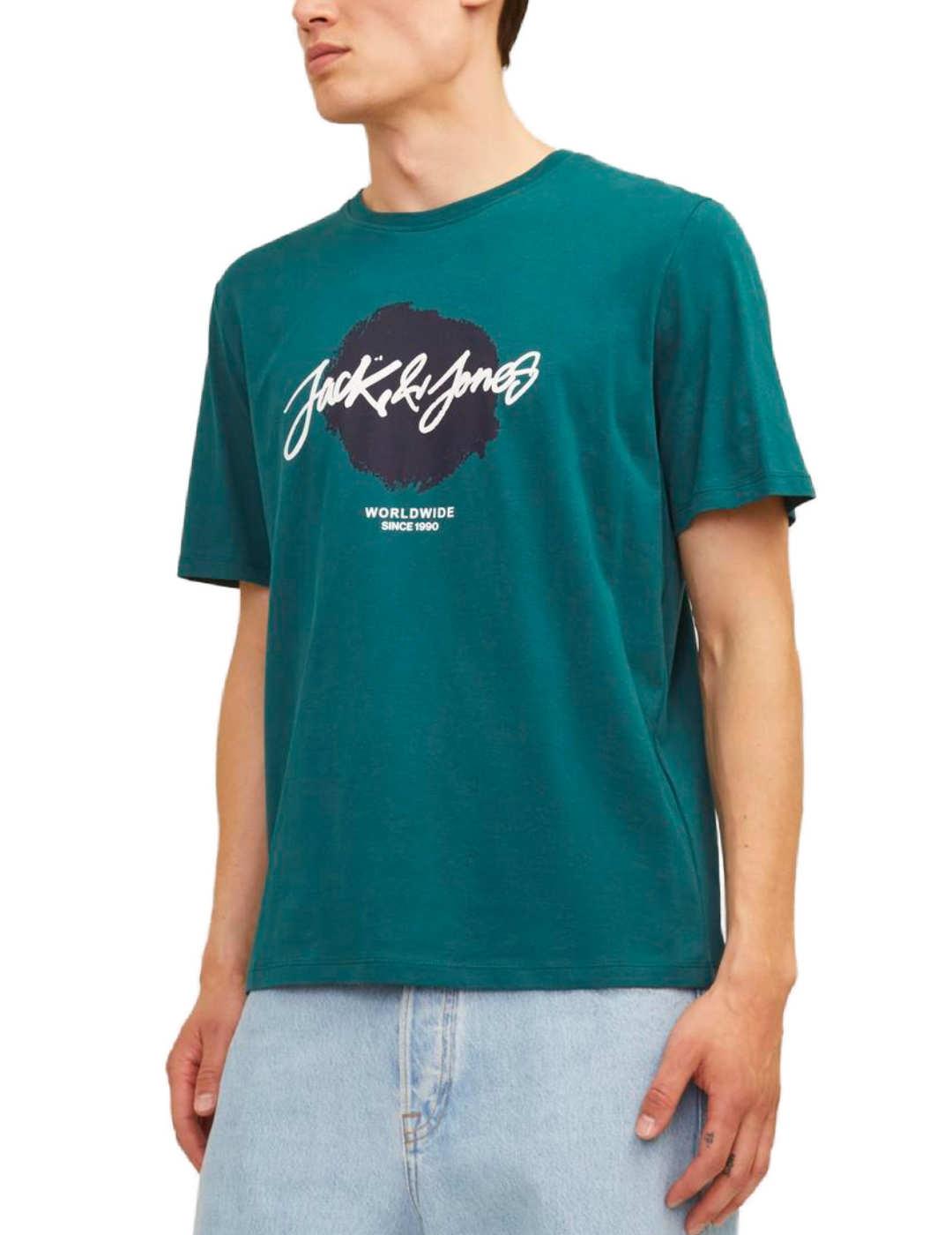 Camiseta Jack&Jones Tiley turquesa manga corta para hombre