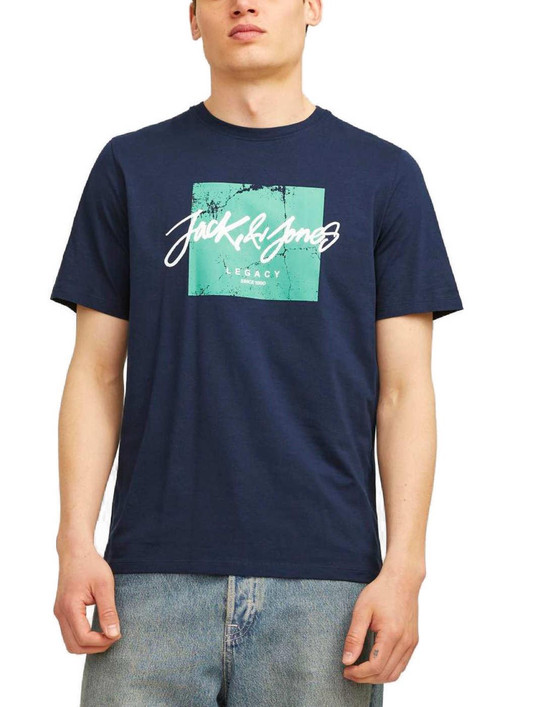 Camiseta Jack&Jones Tiley azul marino manga corta de hombre