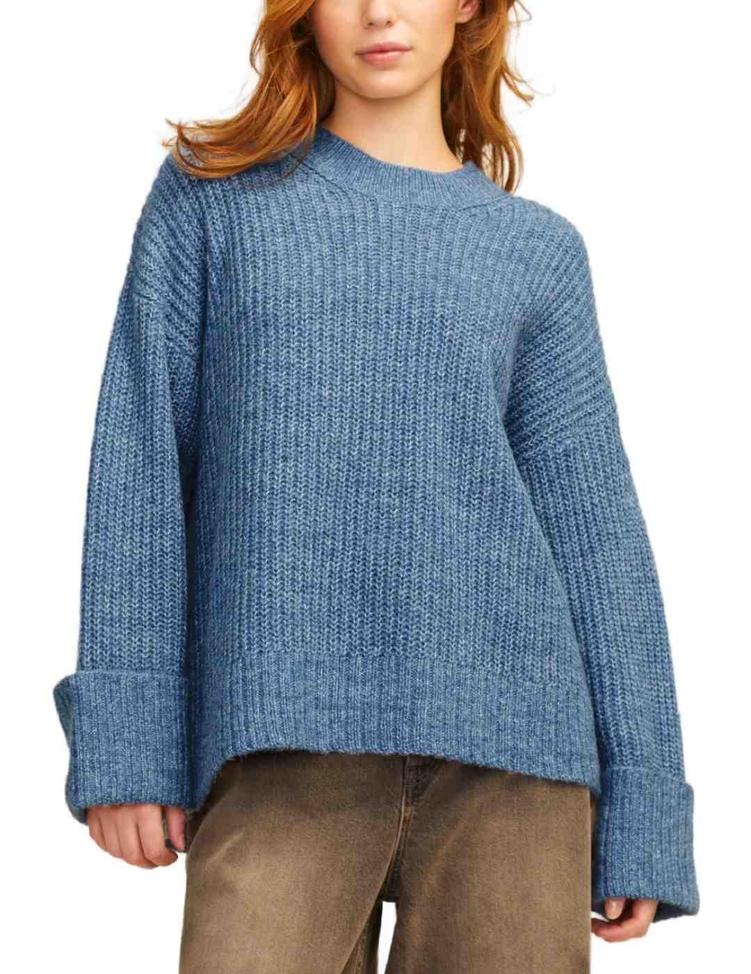 Jersey JJXX Ellinora azul de punto oversize para mujer