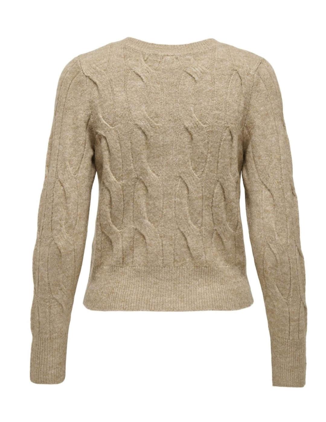 Cárdigan Only Rio beige de punto trenzado para mujer