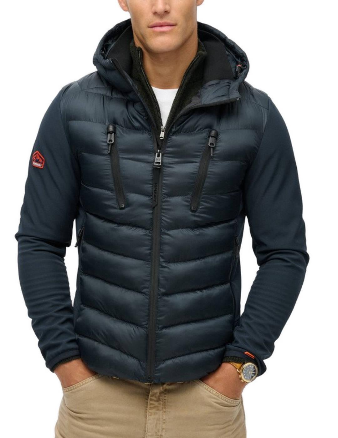 Chaqueta Superdry Storm azul marino guateada para hombre