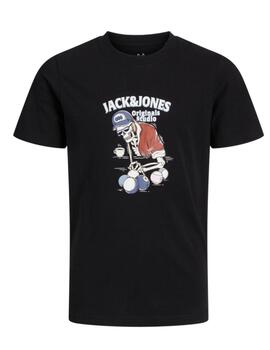 Camiseta Jack&Jones Junior Eight negro manga corta para niño