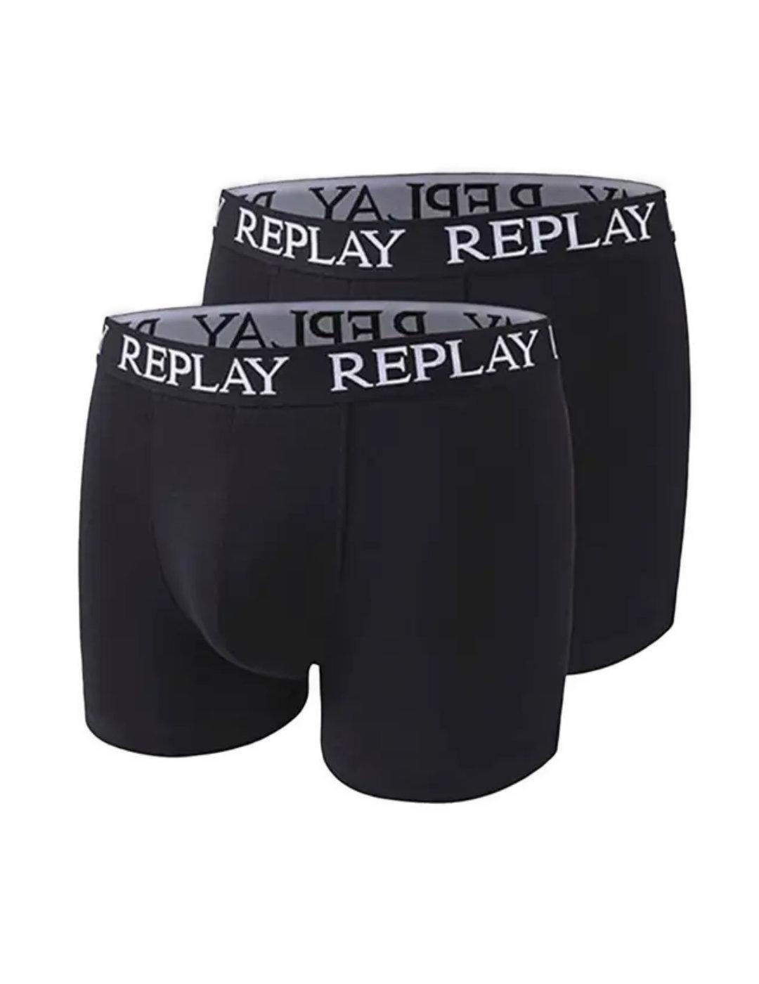 Calzoncillos boxer Replay Pack de 2 negros para hombre