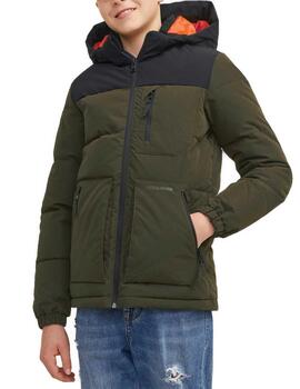 Plumas Jack&Jones Junior Otto verde capucha para niño