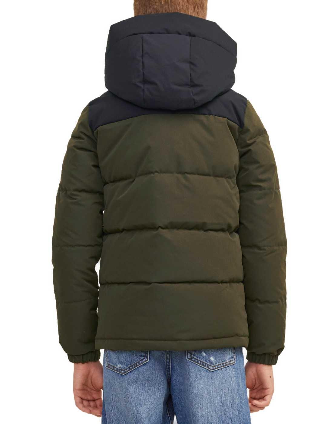 Plumas Jack&Jones Junior Otto verde capucha para niño