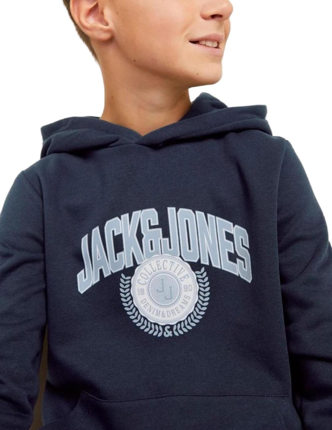 Sudadera Jack&Jones Junior Kam marino capucha para niño