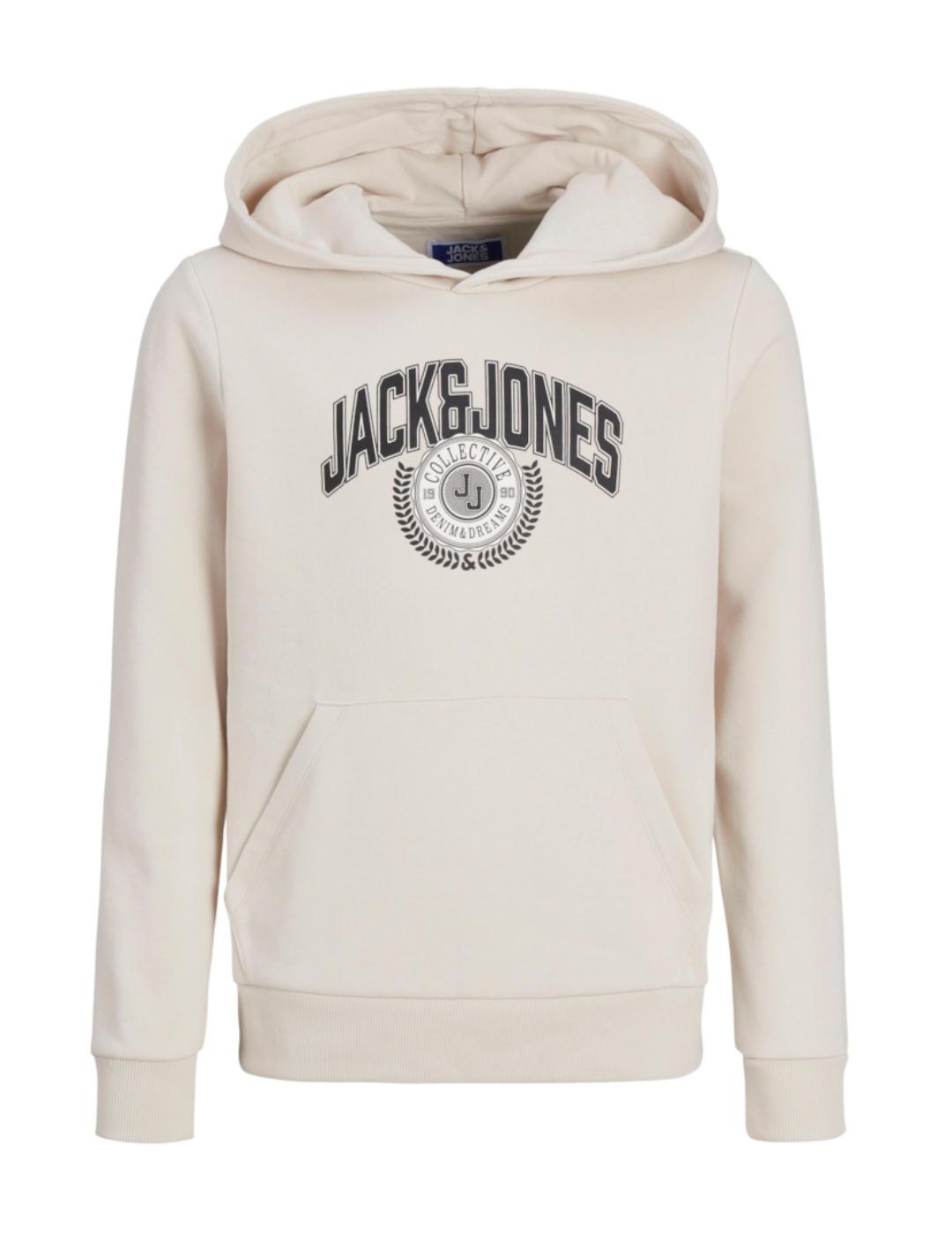 Sudadera Jack&Jones Junior Kam beige capucha para niño