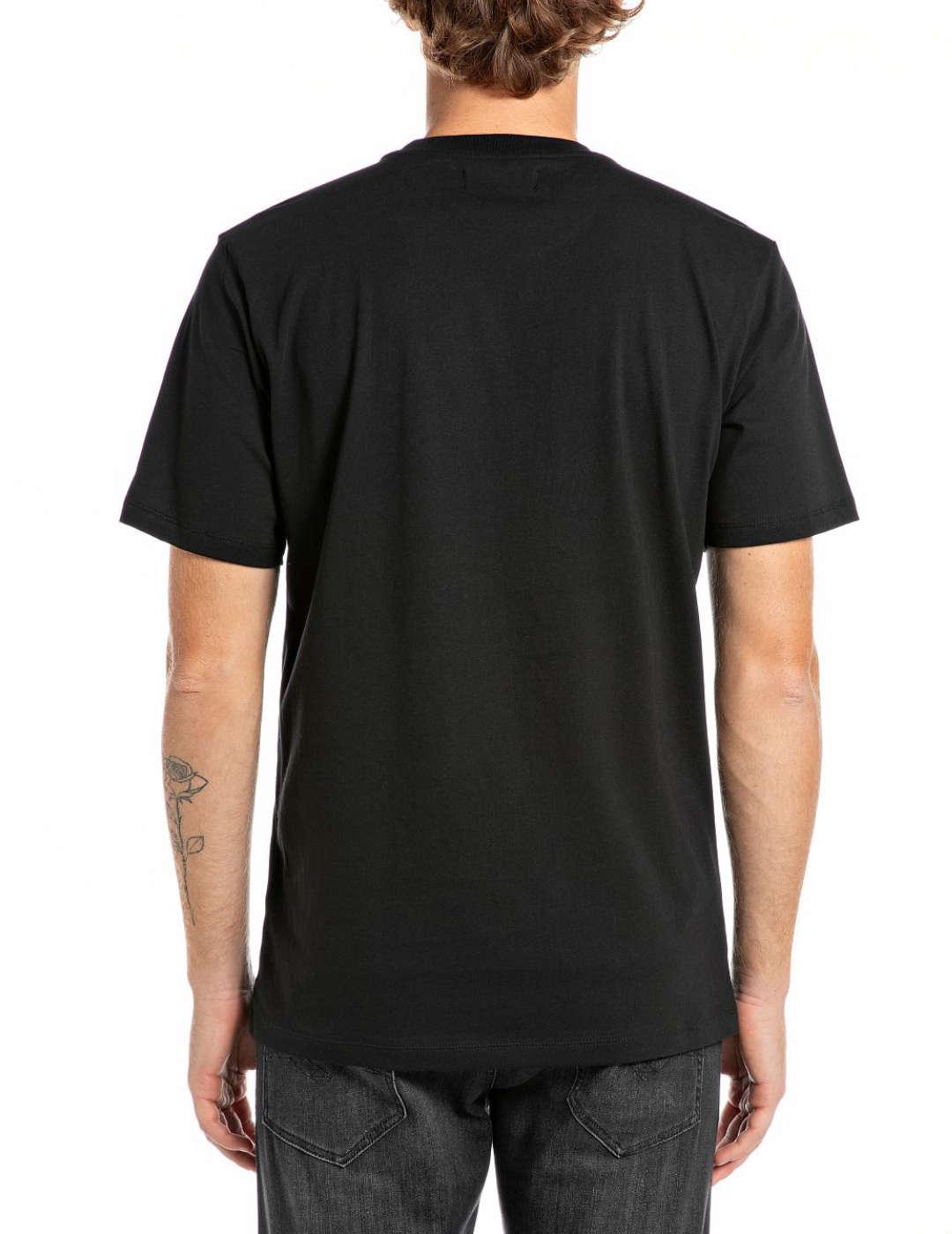 Camiseta Replay negra flor manga corta para hombre