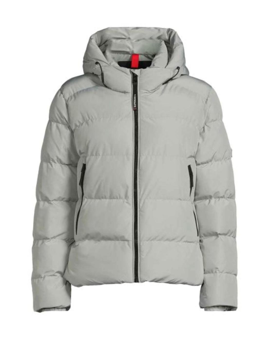 Chaqueta Superdry Sports gris guateada capucha para mujer