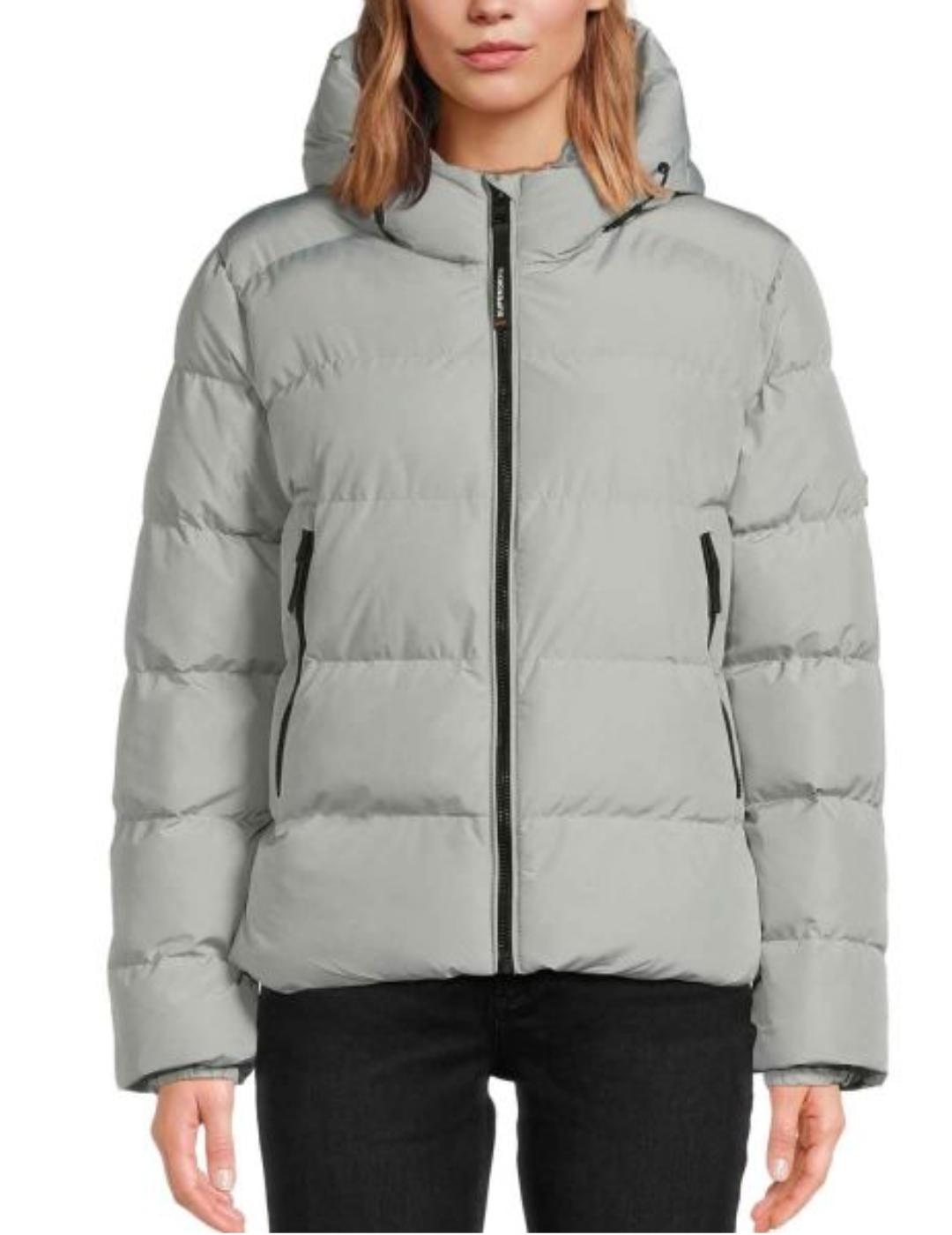 Chaqueta Superdry Sports gris guateada capucha para mujer