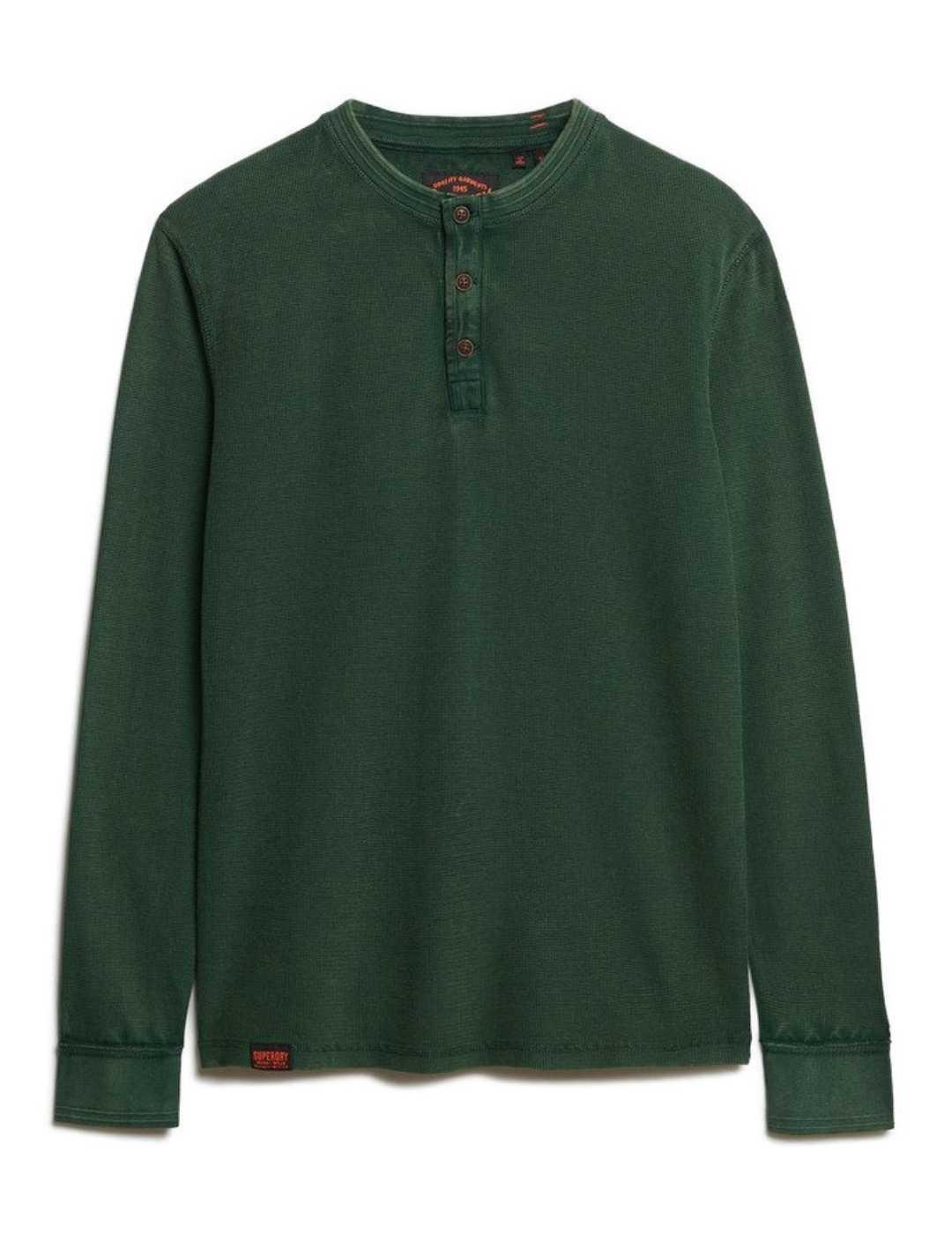 Camiseta Superdry textura verde manga larga para hombre