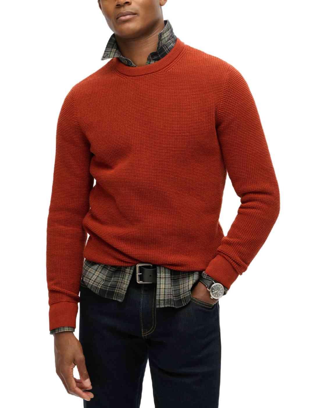 Jersey Superdry textured rojo de punto regular para hombre