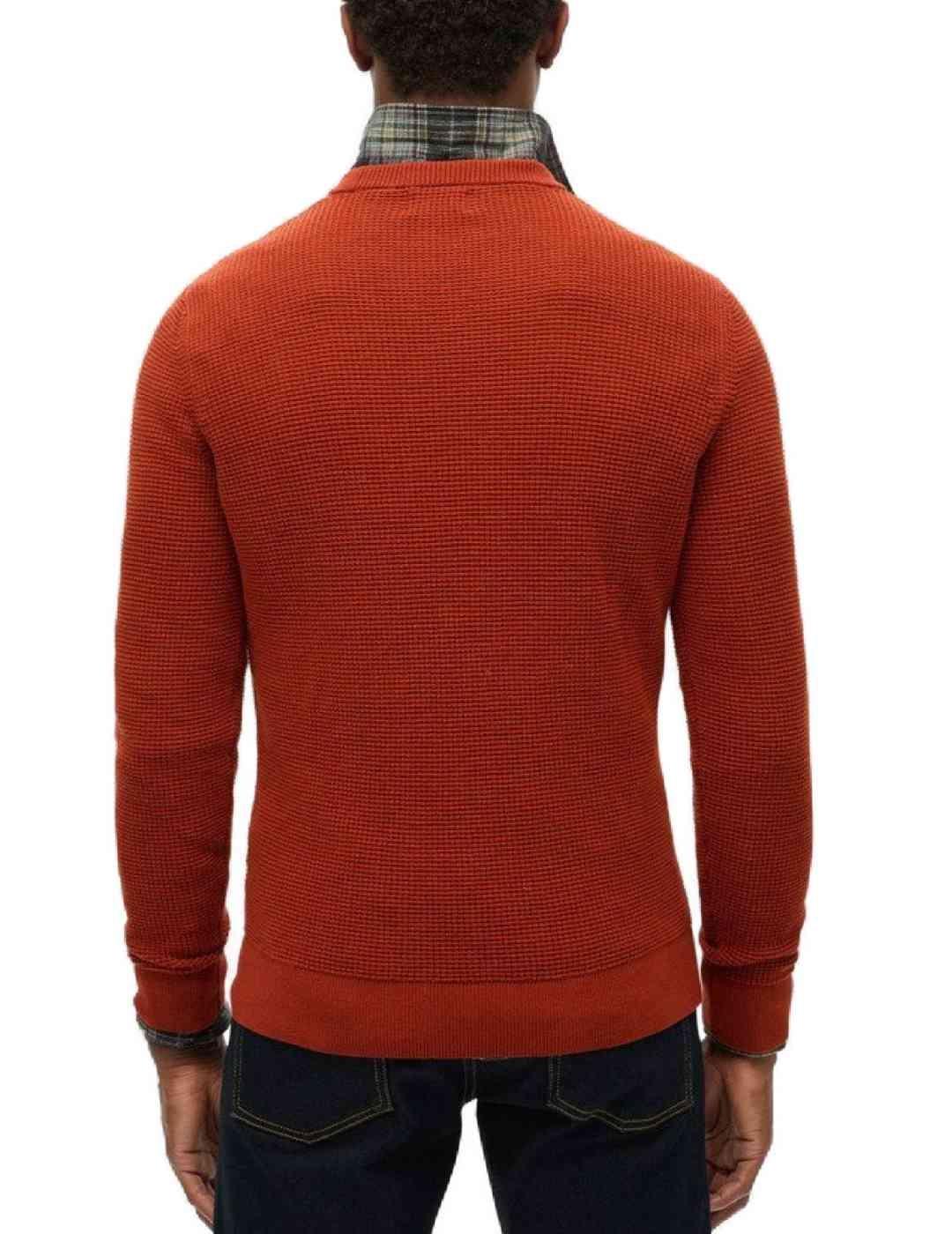 Jersey Superdry textured rojo de punto regular para hombre