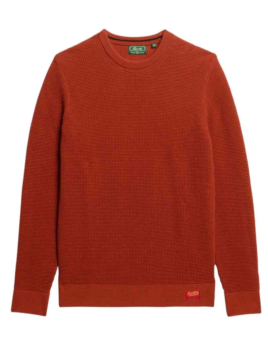 Jersey Superdry textured rojo de punto regular para hombre