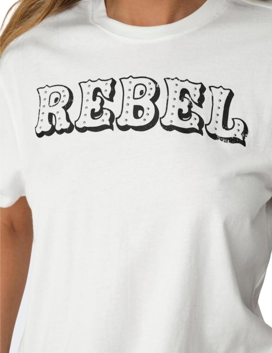 Camiseta Only Dolla blanca rebel manga corta para mujer