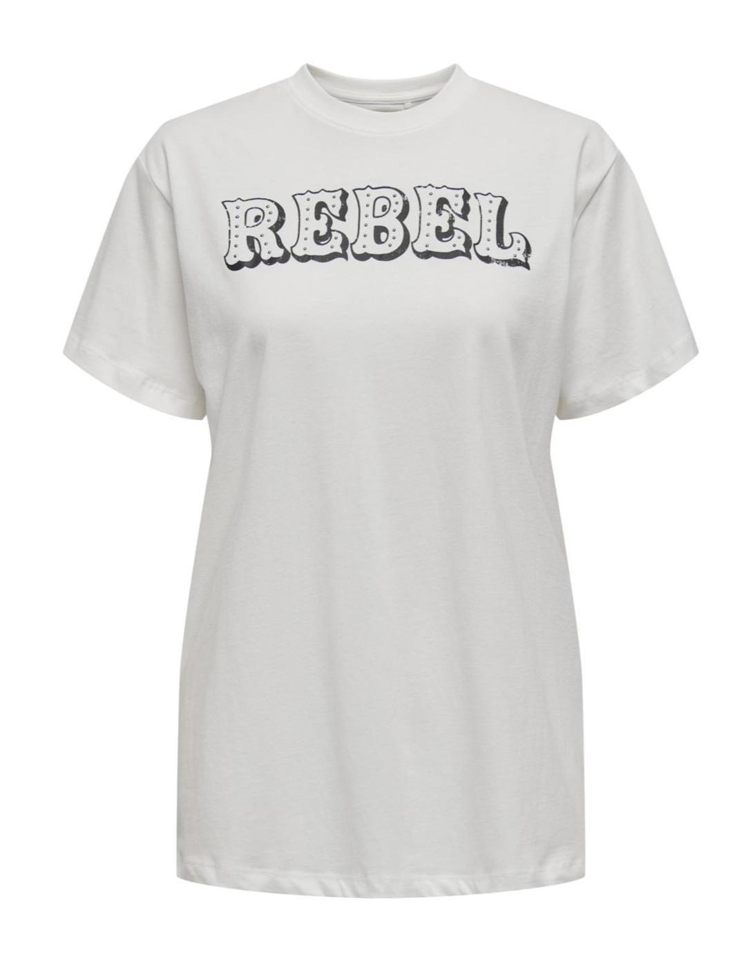 Camiseta Only Dolla blanca rebel manga corta para mujer