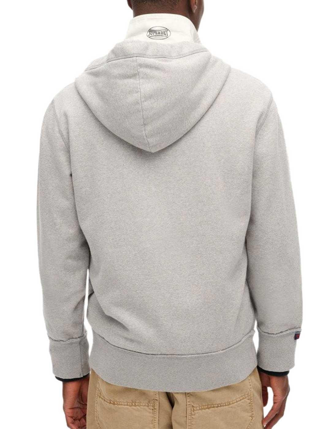 Sudadera Superdry con cremallera gris capucha para hombre