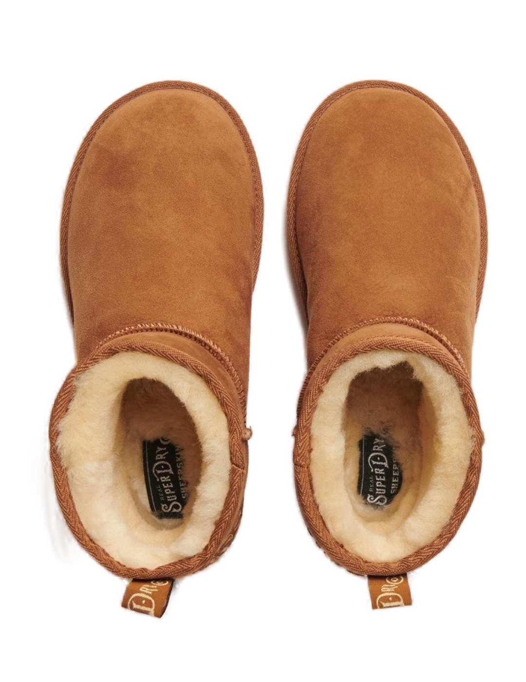 Botines Superdry ante camel borreguillo bajos para mujer