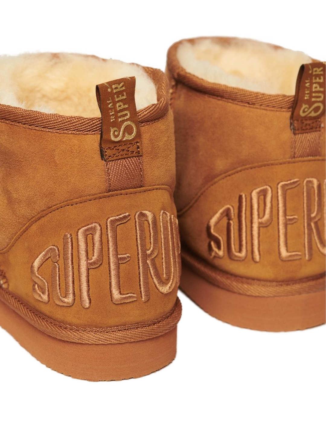 Botines Superdry ante camel borreguillo bajos para mujer