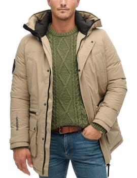 Parka Superdry City Padded beige acolchada capucha de hombre