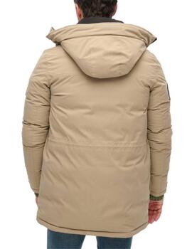 Parka Superdry City Padded beige acolchada capucha de hombre