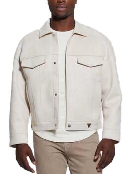 Chaqueta biker Guess Balwin beige de polipiel para hombre