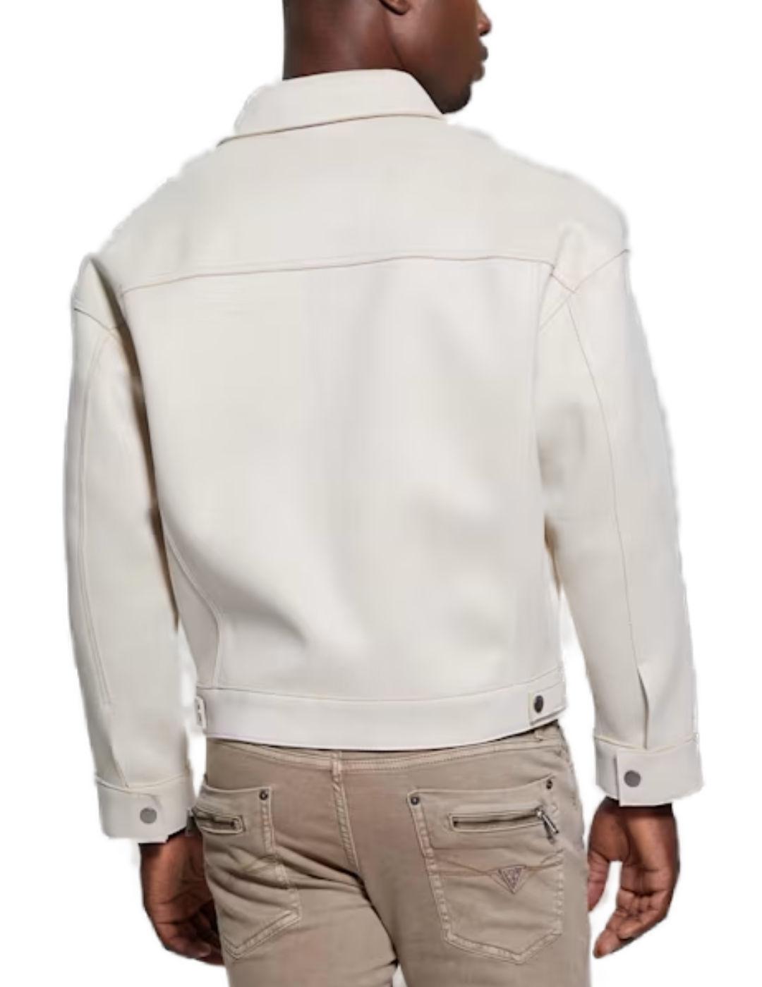 Chaqueta biker Guess Balwin beige de polipiel para hombre