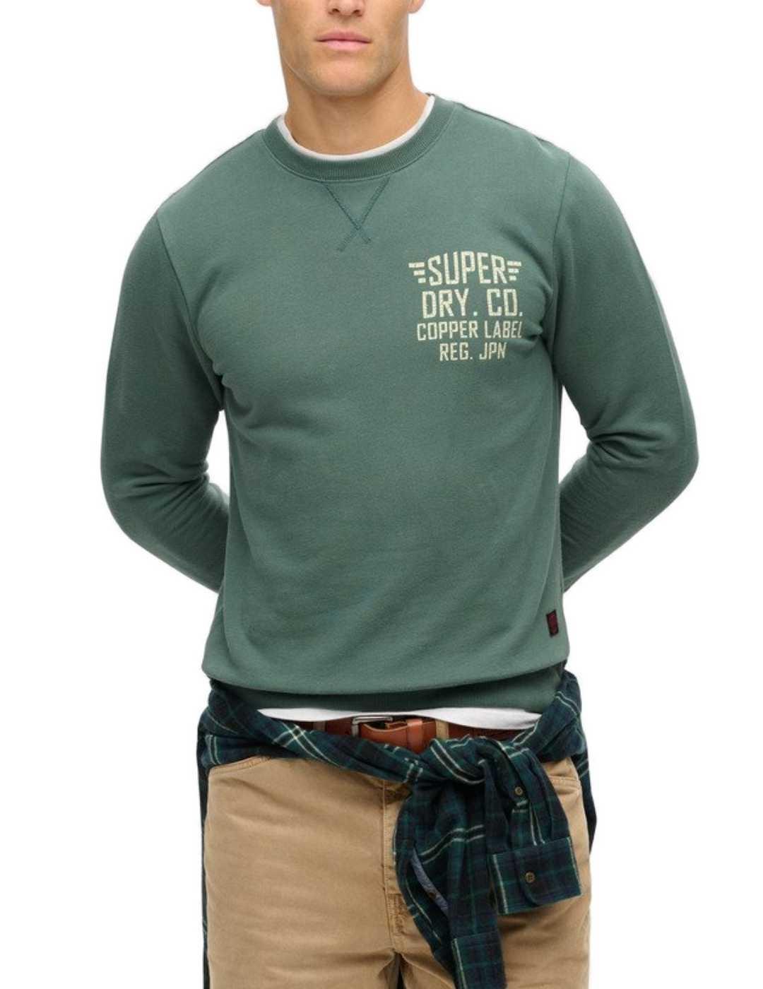 Sudadera Superdry Copper verde sin capucha para hombre